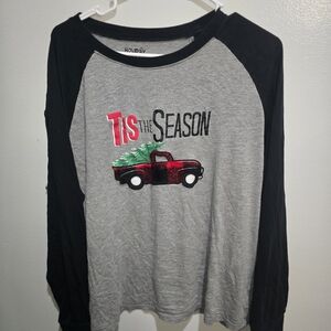 Women's Gray and Black Long Sleeve Top